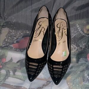 J.Renee Black Pointed Toe Peep Pumps preowner
